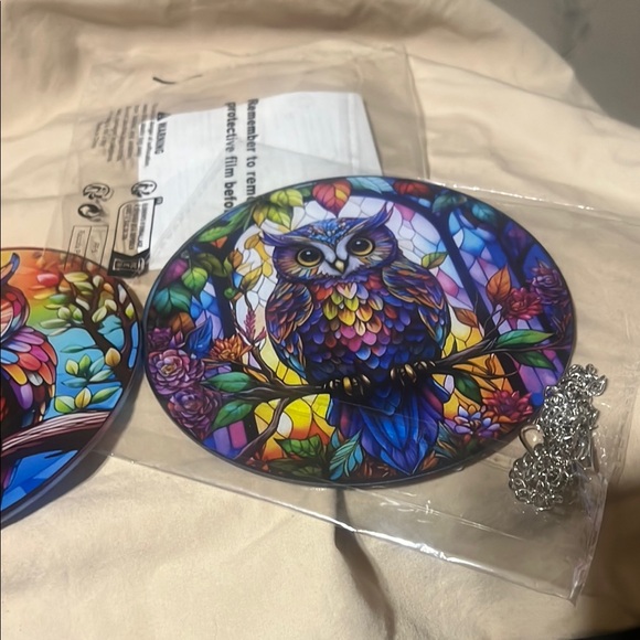 Colorful Owl Stained Glass Art - Picture 2 of 2